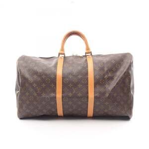 LOUIS VUITTON Brown Monogram Leather Keepall 55 Boston Bag